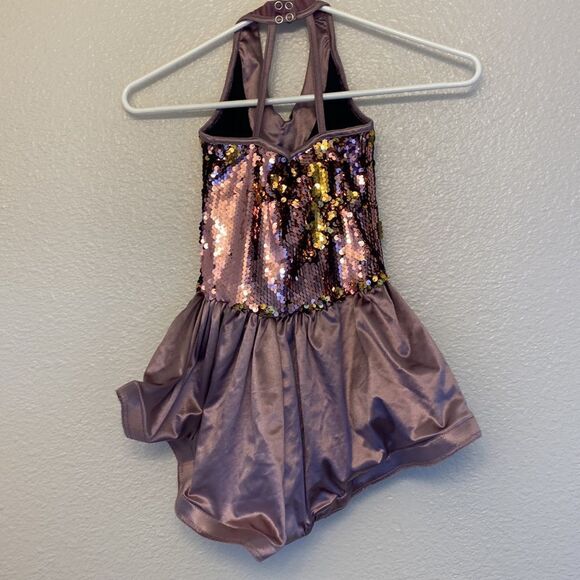 Weissman Dance Jazz tap tutu mauve gold sequin Got Your Number 11349 -IC 7/8 - Picture 7 of 12